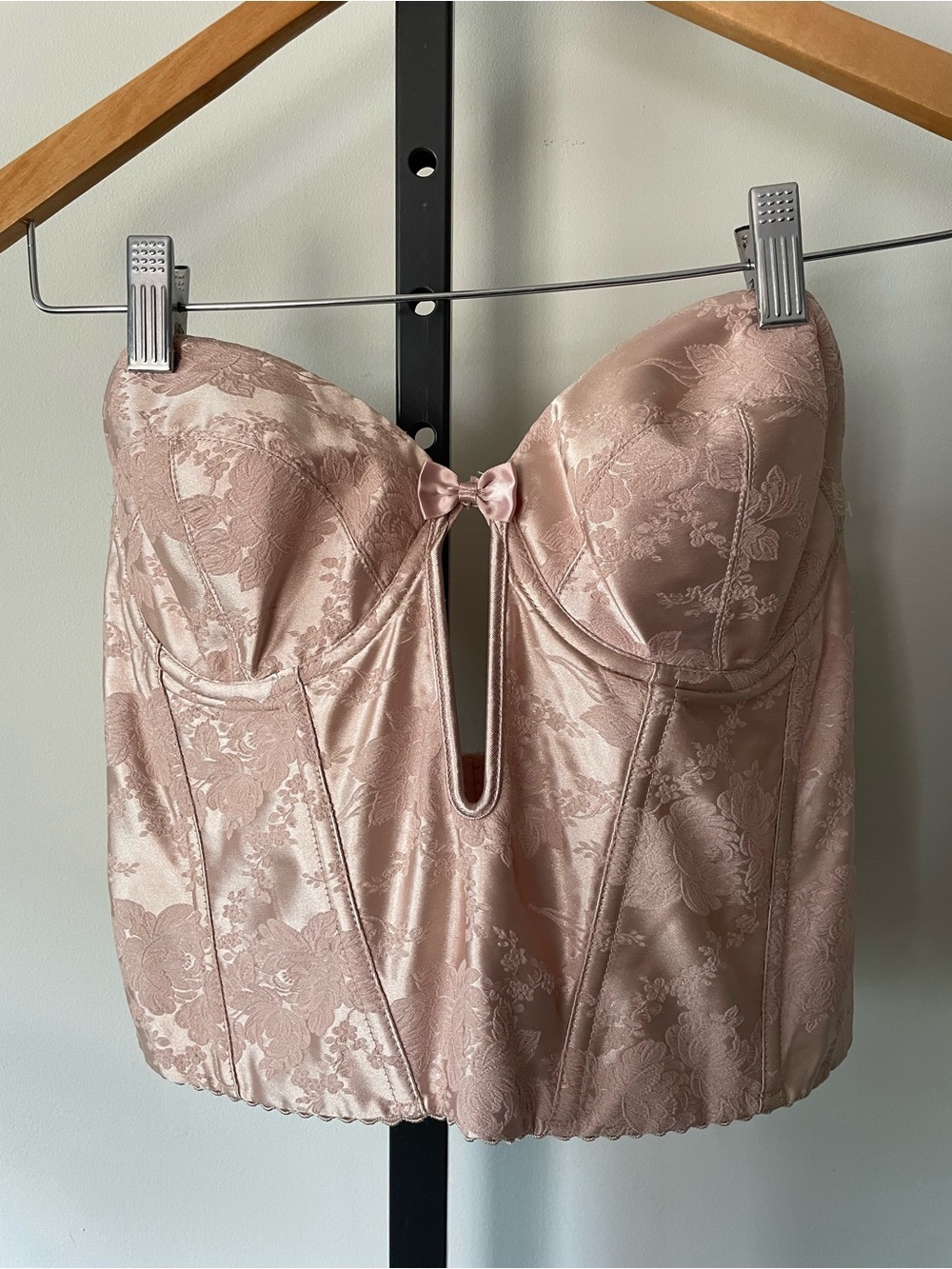 90s Vintage Marilyn Monroe Warner’s Strapless Bustier Corset Bra Top Floral 36C